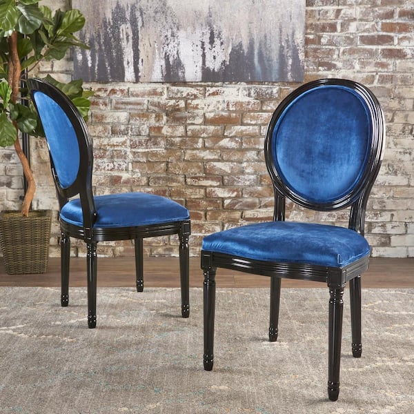 Camille Navy Blue Velvet Upholstered Dining Chair