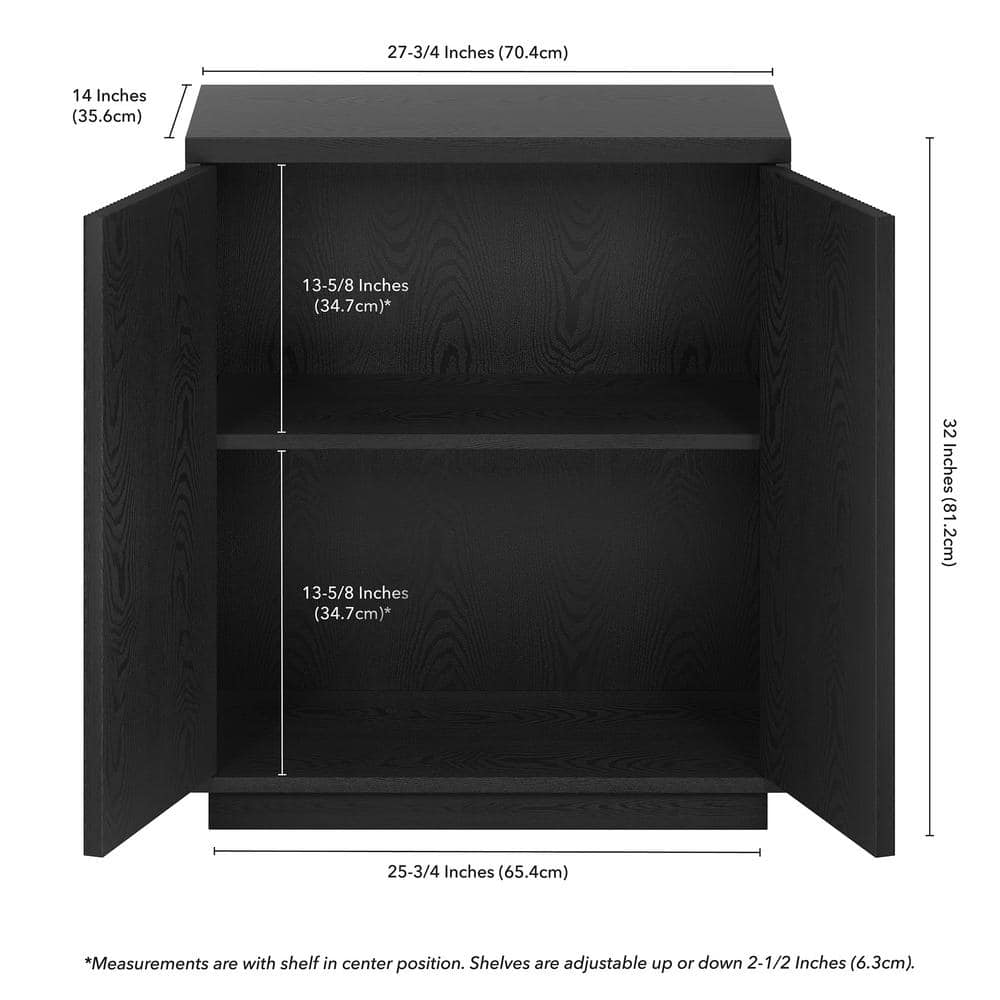 Black Grain Modern Rectangular Accent Cabinet with Adjustable Shelving