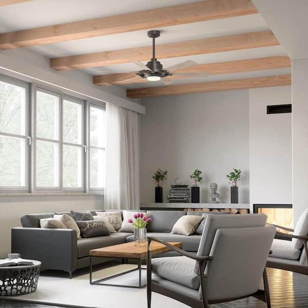 Iras 52 in. Indoor/Outdoor Anvil Iron Downrod Mount Ceiling Fan with Integrated LED with Wall Control Included