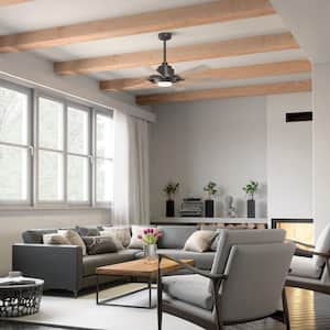Iras 52 in. Indoor/Outdoor Anvil Iron Grey Downrod Mount Ceiling Fan with Integrated LED with Wall Control Included