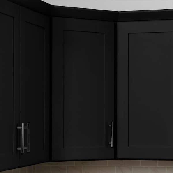 Avondale 24 in. W x 24 in. D x 42 in. H Ready to Assemble Plywood Shaker Diagonal Corner Kitchen Cabinet in Raven Black