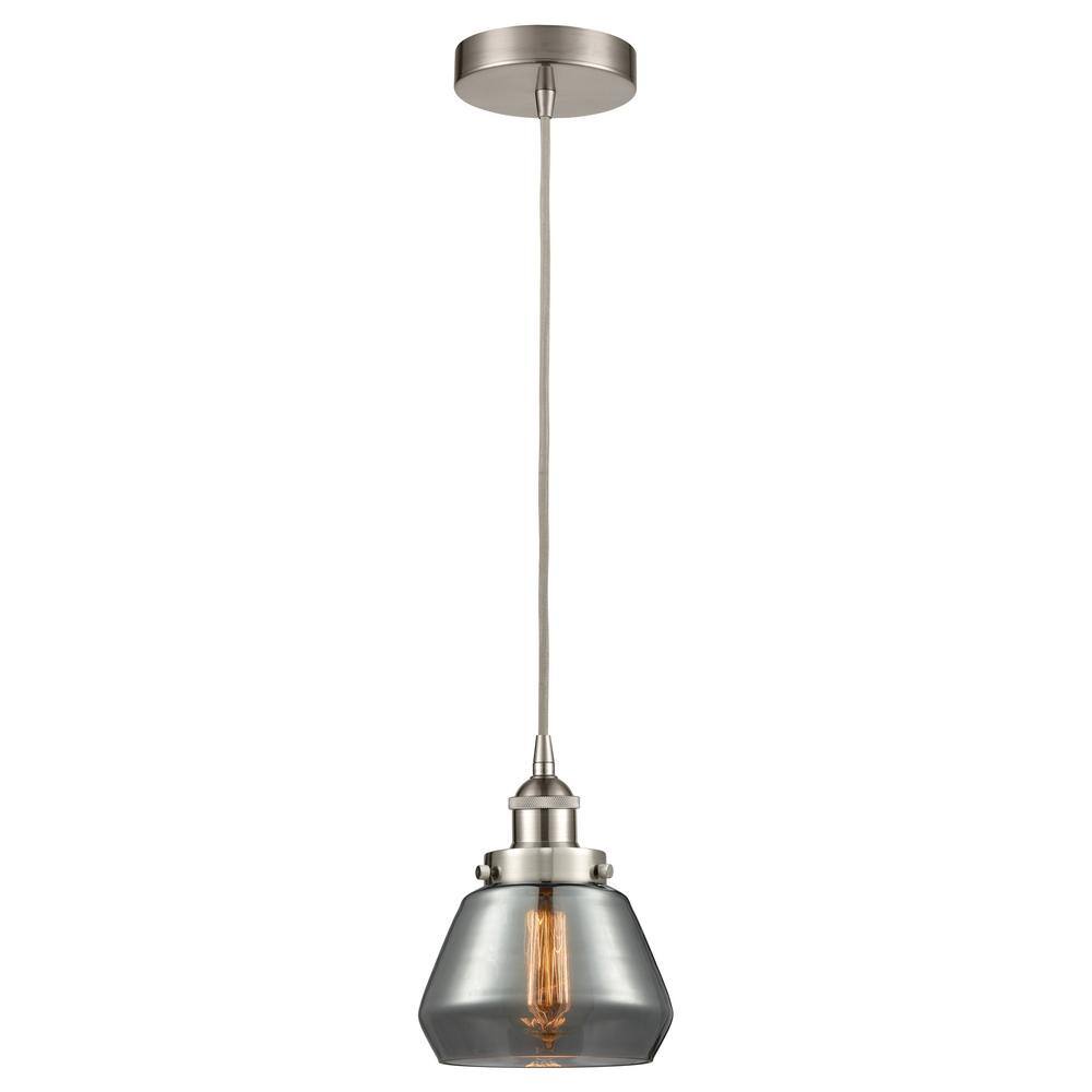 Fulton 60-Watt 1-Light Brushed Satin Nickel Standard Mini Pendant Light Smoked Glass Shade price history on PriceWatchPro