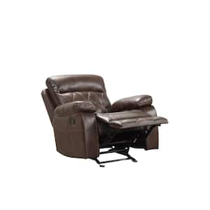 Arabella Faux Leather Brown Manual Recliner Chair with Glide
