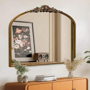 35.5 in. W x 29.3 in. H Baroque Arched Classic Frame Handcrafted Antique Gold Wall Mirror