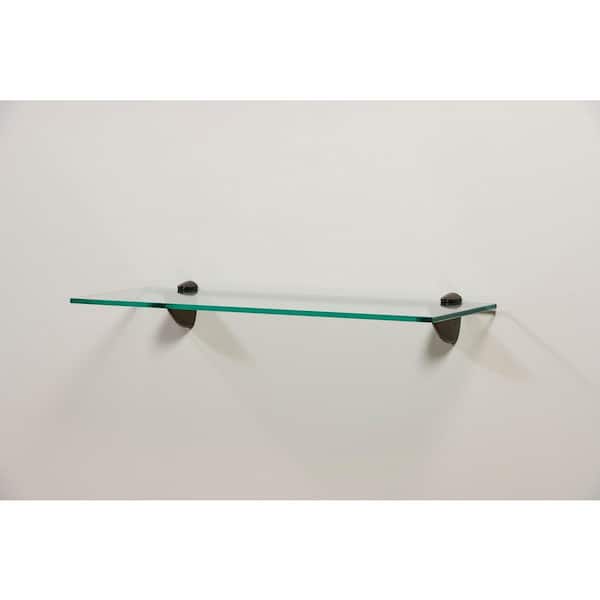 Capri 24 in. W x 8 in. D Clear Glass with Pelican Brackets Decorative Wall Shelf