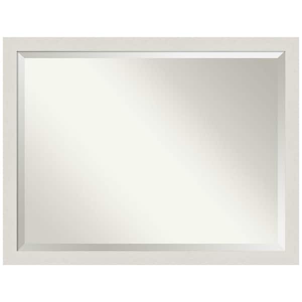 Amanti Art Rustic Plank White Narrow 43.5 in. H x 33.5 in. W Framed Wall Mirror