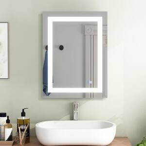 24 in. W x 32 in. H Rectangular Frameless Anti-Fog,Dimming Wall LED Lighted Bathroom Vanity Mirror in Silver,Easy Hang