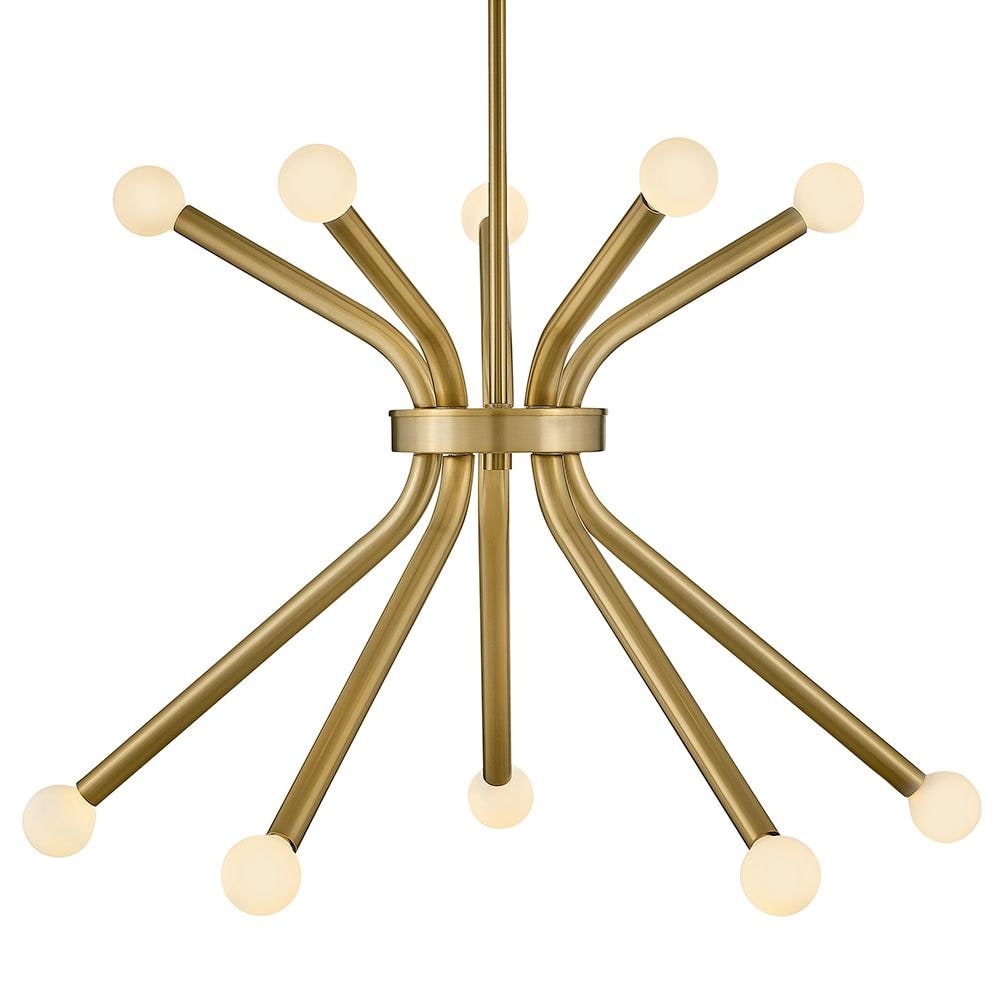 Lacquered Brass 10-Light Sputnik Chandelier with LED Bulbs
