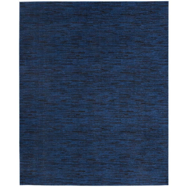 Essentials 8 ft. x 10 ft. Midnight Blue Solid Contemporary Indoor/Outdoor Patio Area Rug
