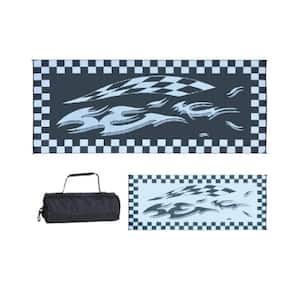 8 ft. x 20 ft. Black and Grey Checkered Mat