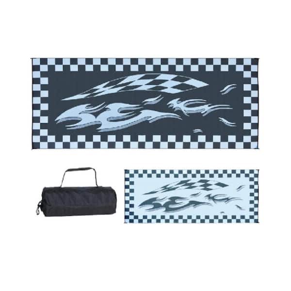 8 ft. x 20 ft. Black and Grey Checkered Mat