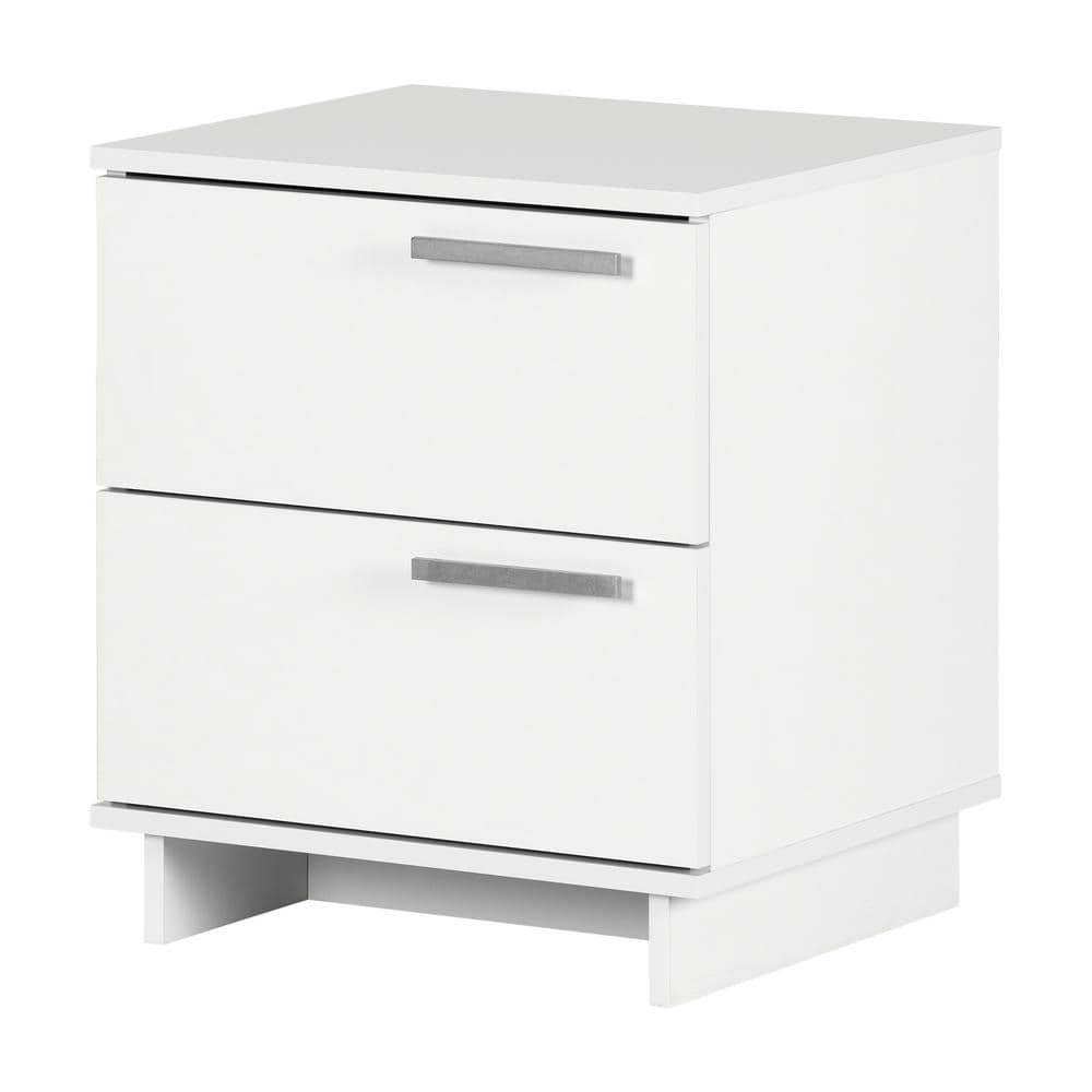 Pure White Scandinavian 2-Drawer Nightstand