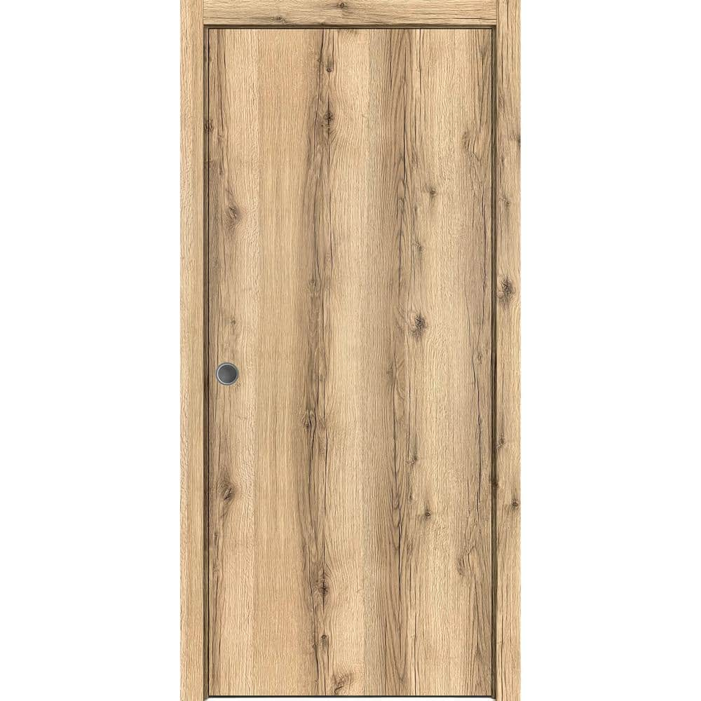 Sartodoors Planum 0010 32 in. x 80 in. Flush Oak Finished Wood Sliding ...