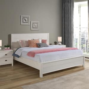 Arlington Distract White Solid Wood Frame King Size Panel Bed Dual Height Slat Option