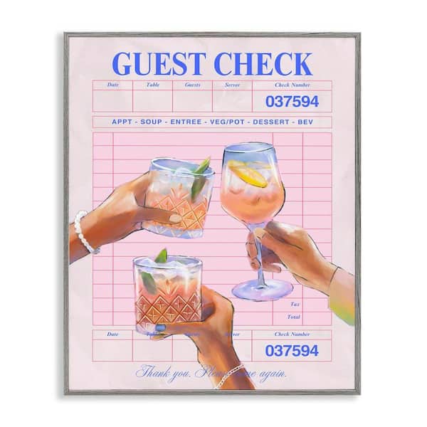 Cheers Over Guest Check by House of Lulu Gray Framed Food Giclee Art Print 30 in. x 24 in.