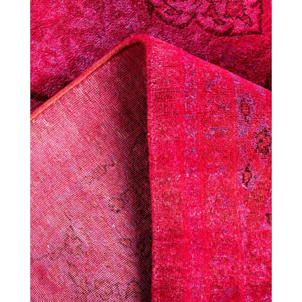 Overdyed Pink 5 ft. x 11 ft. Solid Wool Indoor Runner Rug