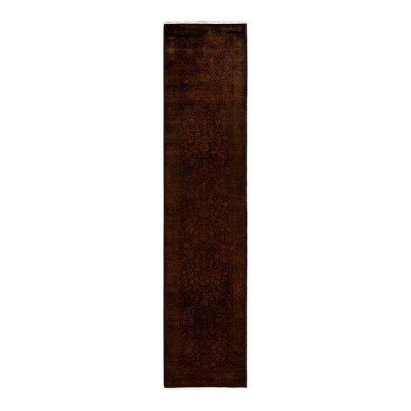 Overdyed Brown 2 ft. 5 in. x 10 ft. 1 in. Wool Indoor Area Rug