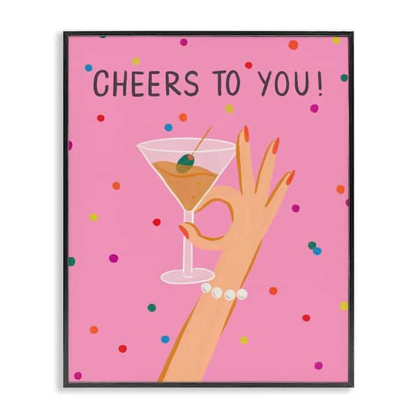 Stupell Industries Cheers To You Martini by Deborah Curiel Black Framed Food Giclee Art Print 14 in. x 11 in.