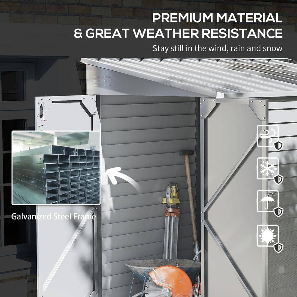 Outsunny White Metal Garden Storage Shed with Sliding Door and Windows