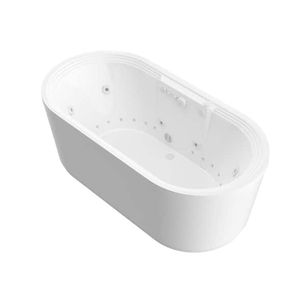 Universal Tubs Pearl 5.6 ft. Acrylic Center Drain Flatbottom Whirlpool and Air Bath Tub in White