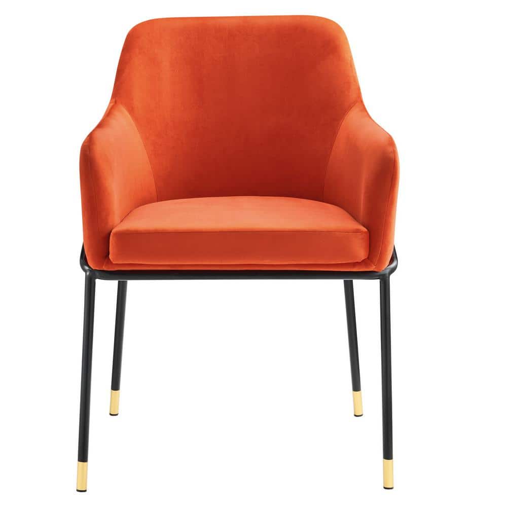 Jovi 23" Black and Orange Velvet Upholstered Arm Chair