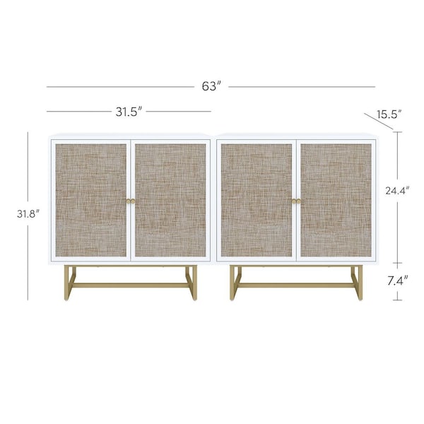 Nathan James Kova 32 in. Natural Cane Rattan Doors Accent Cabinet