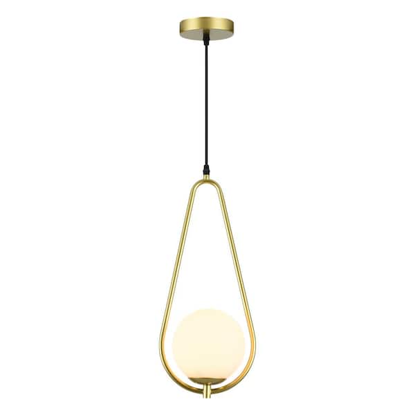 Maxax Glass 1-Light Gold Island Mini Pendant with Frosted Glass Shade