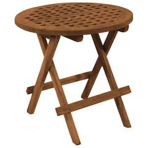 Round Teak Wood Outdoor Accent Table