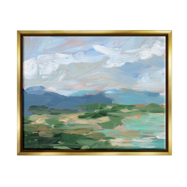 The Stupell Home Decor Collection Modern Brushed Cloudy Landscape Design by Ethan Harper Floater Framed Nature Art Print 21 in. x 17 in.