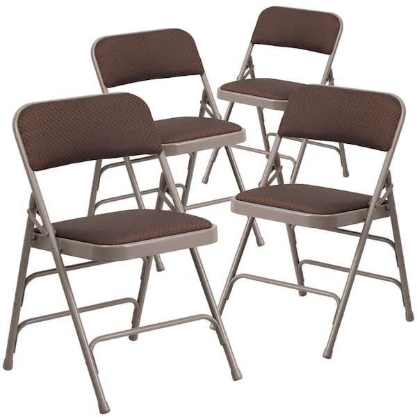 Carnegy Avenue Brown Patterned Metal Folding Chair (4-Pack) CGA-AW ...
