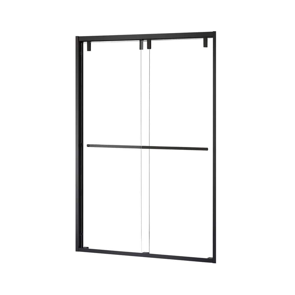 Matte Black 52" x 76" Frameless Clear Glass Shower Door