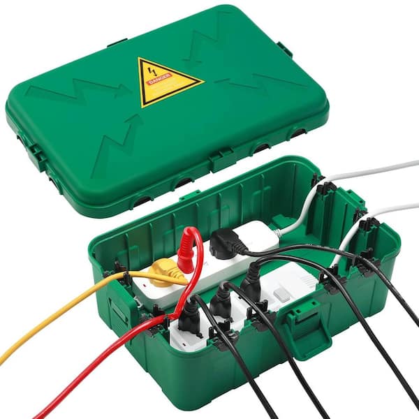 Lukyamzn 12.5 in. D x 8.5 in. W x 5 in. H Plastic Green Outdoor Electrical Box 1-Gang with IP54 Waterproof and Weatherproof