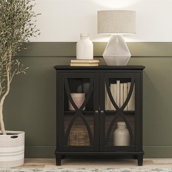 Ameriwood Home Ceana Accent Cabinet with Glass Doors, Black