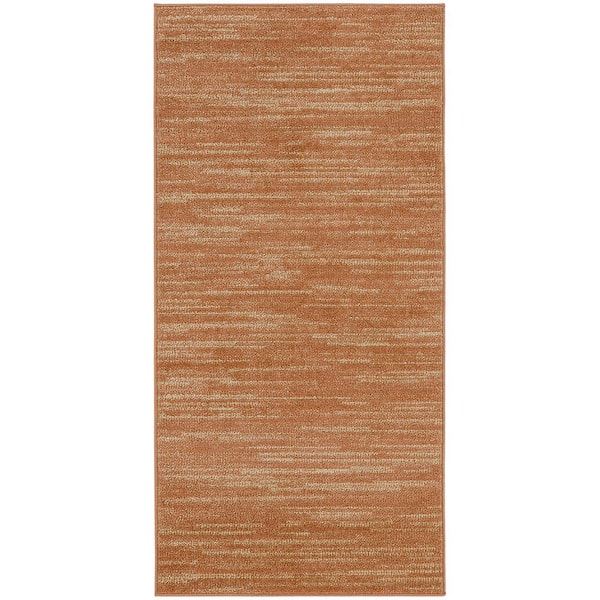 Nourison Essentials doormat 2 ft. x 4 ft. Rust Abstract Contemporary Indoor/Outdoor Area Rug