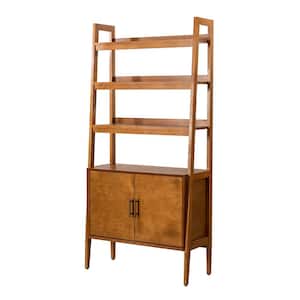 Andrei Acorn 76 in. H x 36 in. W 3-Open Shelves Solid Wood Ladder Bookcase