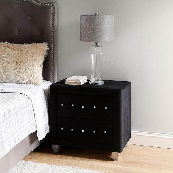 princess polly baby blue dress Benjara Rea Black 2-Drawer 17.5 in. W Nightstand BM340974