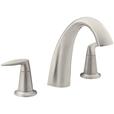 Alteo Deck-Mount 2-Handle High Arc Bathroom Faucet Trim Kit in Vibrant Brushed Nickel (Valve Not Included)