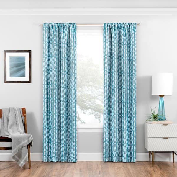Eclipse Sky Geometric Thermal Blackout Curtain - 37 in. W x 84 in. L