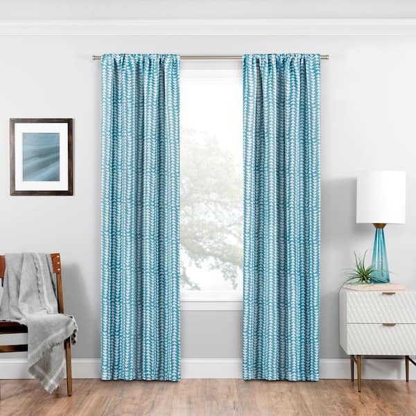 Eclipse Naya Sky Geometric Pattern Polyester 37 in. W x 95 in. L Blackout Single Rod Pocket Curtain Panel