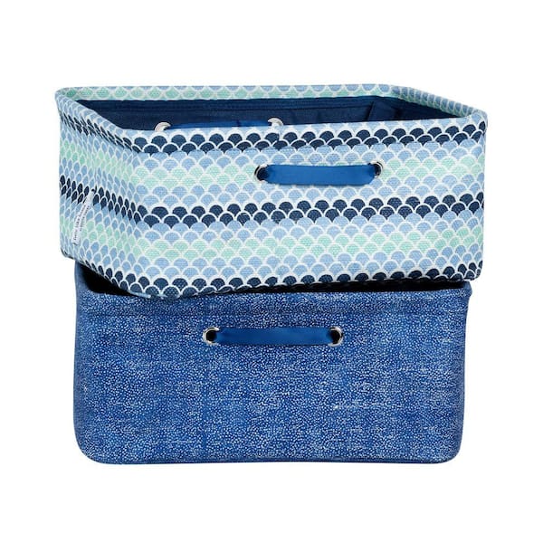 South Shore 7 in. H x 12 in. W x 15 in. D Blue Canvas Cube Storage Bin 2-Pack