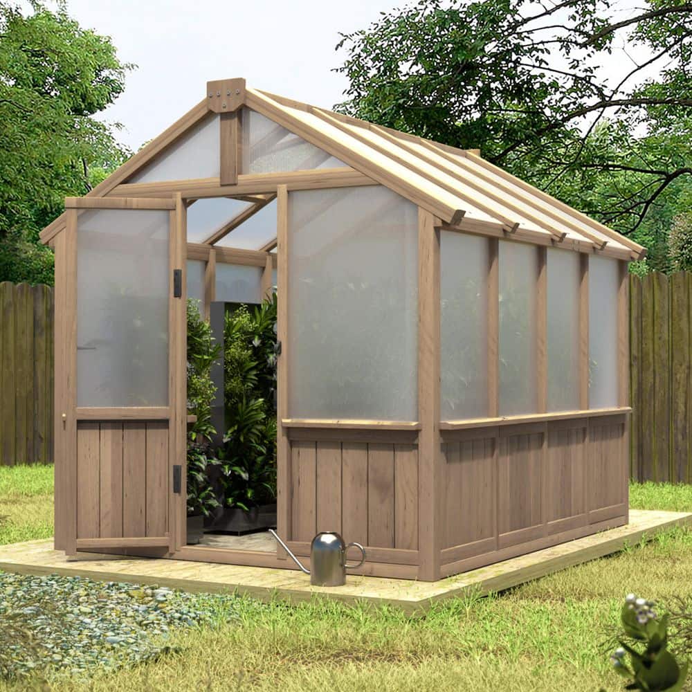 VEIKOUS 6 ft. x 8 ft. Cedar Wood Garden Plant Greenhouse for
