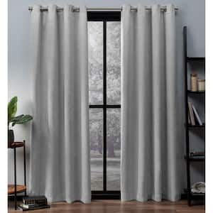 Oxford Silver Solid Woven Room Darkening Grommet Top Curtain, 52 in. W x 84 in. L (Set of 2)
