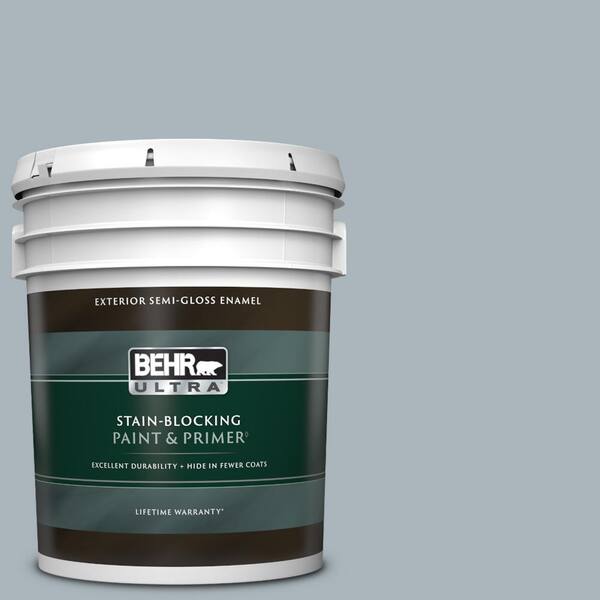 BEHR ULTRA 5 gal. #N490-3 Shaved Ice Semi-Gloss Enamel Exterior Paint & Primer