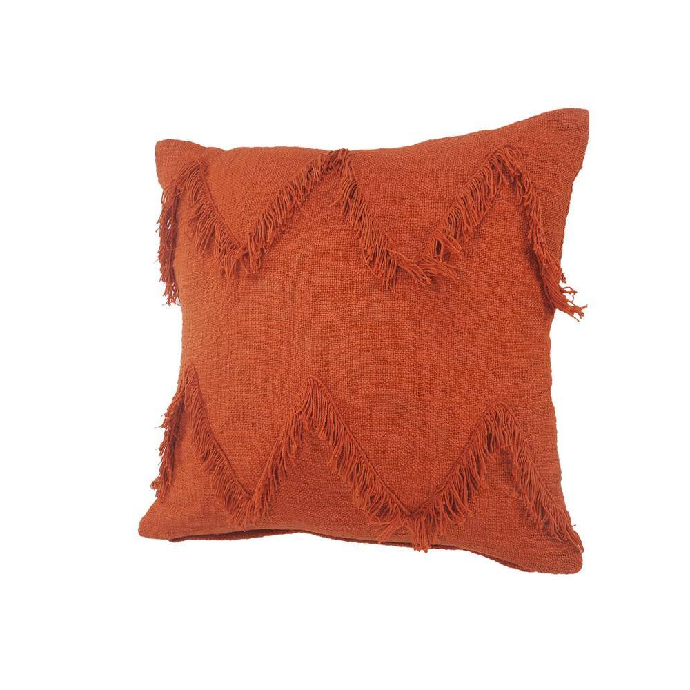 Cinnamon Chevron Shag Square Throw Pillow, 20" x 20"