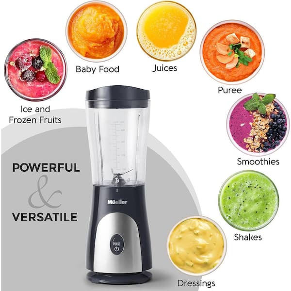 Aoibox 15 oz. Heavy Duty Single Speed Portable Blender, Food Processor with Travel Cup and Lid for Juice, Baby Food, Grey