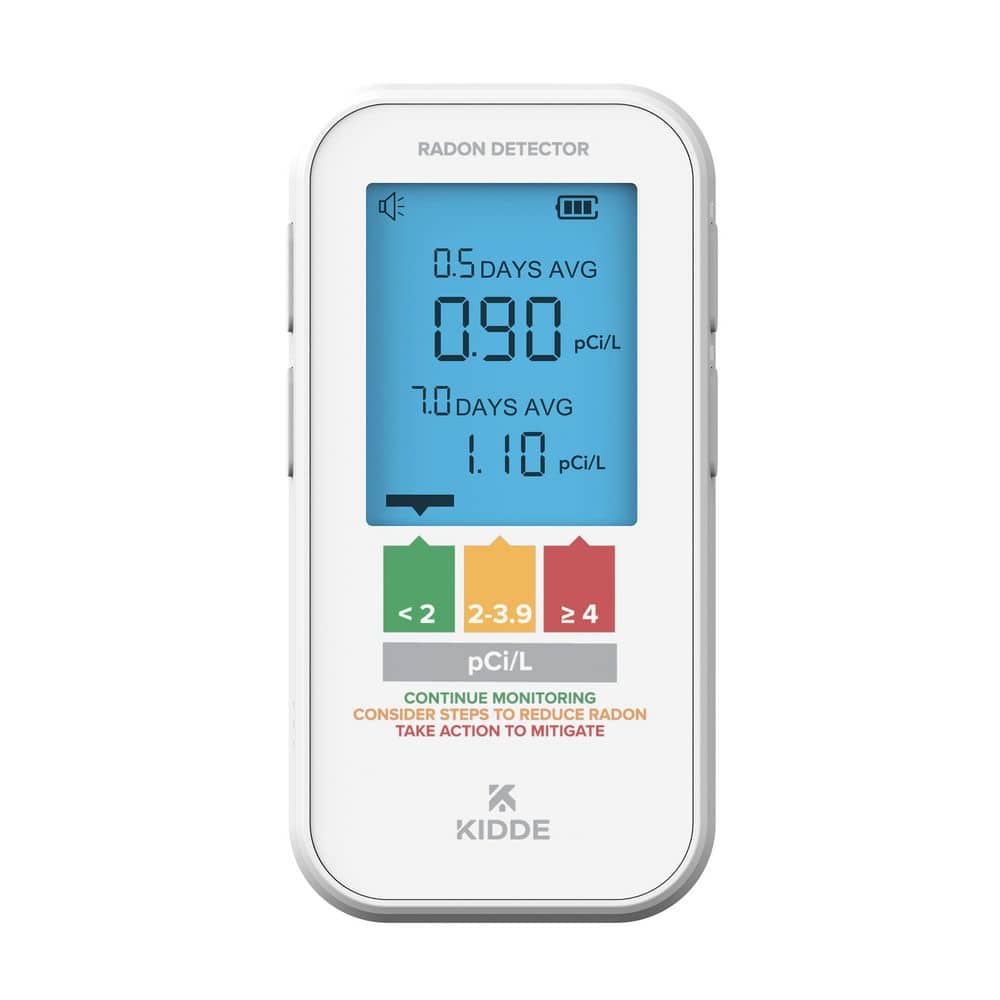 Kidde Radon Detector, AAA Battery-Powered with Digital Display, Audio and Visual Alerts, RAB