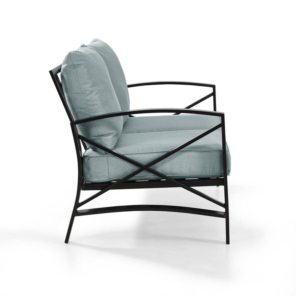 Kaplan Bronze Metal Loveseat with Mist Cushions
