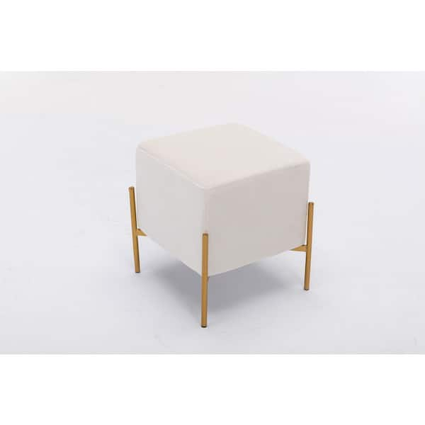 Carolina Chair and Table Larenta Cream Velvet Upholstered Square Ottoman