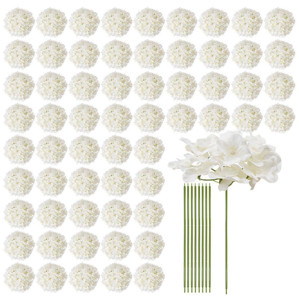 Tahanbath 14.18 in 305-Pieces White Silk Artificial Hydrangeas