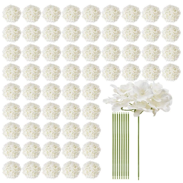 14.18 in 305-Pieces White Silk Artificial Hydrangeas - Realistic Fake Flowers for DIY Wedding/Home Decor